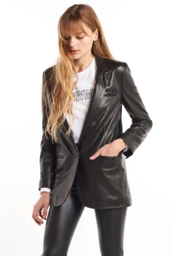 Leather Blazer in Black