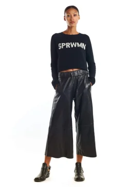 Leather Culottes in Black