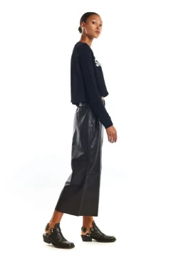 Leather Culottes in Black