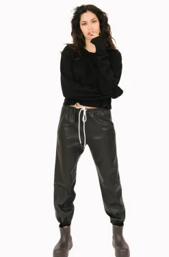 Leather Sweatpants in Black
