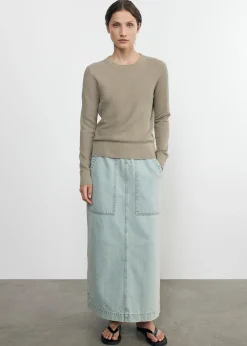 Linen Open Knit Crewneck in Ash