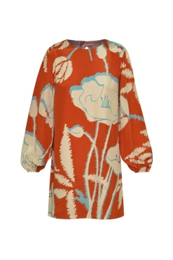 Lisboa Crepe Chine Mini Dress in Orange