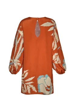 Lisboa Crepe Chine Mini Dress in Orange