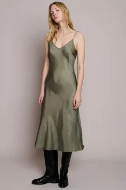Long Bias Slip Dress in Sage