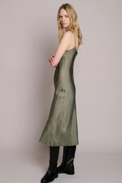 Long Bias Slip Dress in Sage