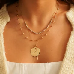 Lulu Jack Graduating Tennis Necklace in Yellow Gold