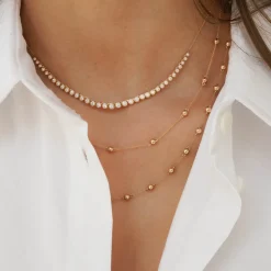 Lulu Jack Graduating Tennis Necklace in Yellow Gold