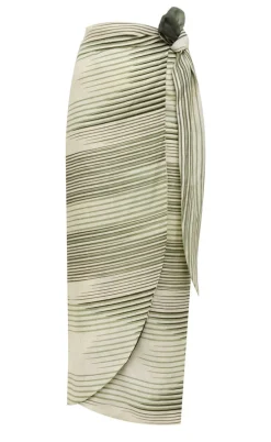 Mapara Linen Skirt in Green Tropical