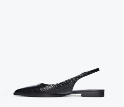 Marie Slingback Flats in Croco Black