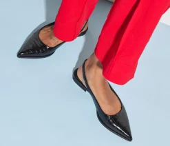 Marie Slingback Flats in Croco Black