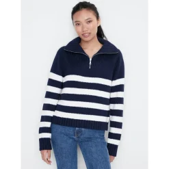 Matey Sweater in Navy and White