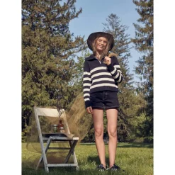 Matey Sweater in Navy and White