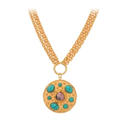 Midas Necklace with Turquoise and Rhodonite