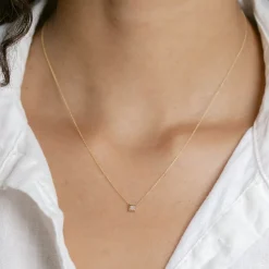 Millie Ryan Single Princess Diamond Necklace in Rose Gold