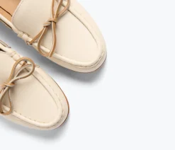 Morgan Boat Shoe in Bone Calf