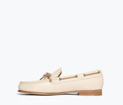 Morgan Boat Shoe in Bone Calf