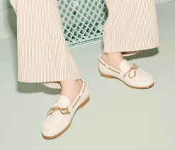 Morgan Boat Shoe in Bone Calf