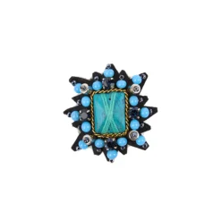 My Bob Tiara Square Brooch in Turquoise