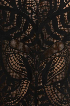 Nature Guipure Midi Dress in Black