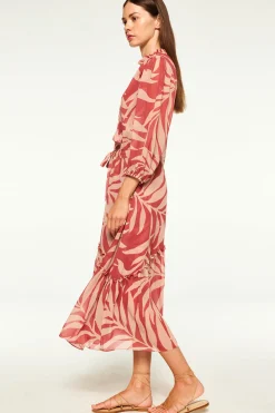 Olivia Dress in Light Palm Frond