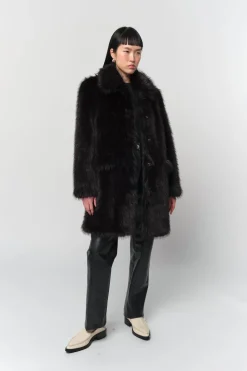 Pamela Mid-Length Coat in Noir
