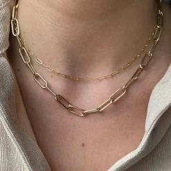 Paperclip Chain Necklace in Yellow Gold