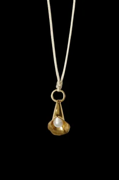 Pearl in Shell Corded Necklace in Yellow Gold