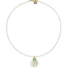 Pearl Necklace with Emerald and Shell