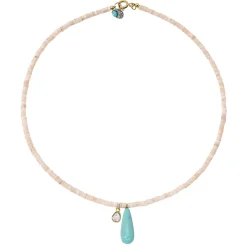 Pink Opal Necklace with Turquoise and Pink Sapphire
