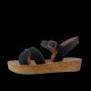 Platform Cross Sandal in Black