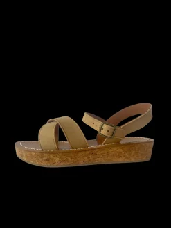 Platform Cross Sandal in Sand