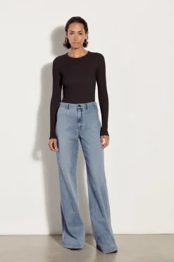 Ribbed Long Sleeve Crew in Black