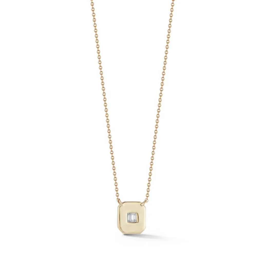 Sadie Pearl Double Diamond Baguette Necklace in Yellow Gold
