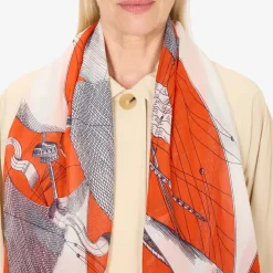 Sail Boat Scarf in Orange