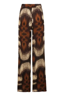 San Benito Martellato Silk Pant in Brown Ikat