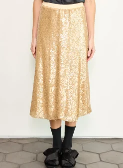Shimmer Sequin Skirt in Goldy