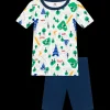 Short Sleeve Paris Print Pajama Set in Navy