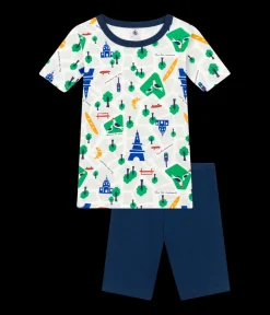 Short Sleeve Paris Print Pajama Set in Navy