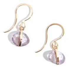 Single Drop Amethyst Earring in Yellow Gold