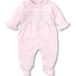 Smocked Footie Onesie in Pink