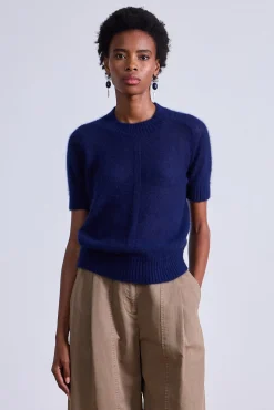 Softest Silk Cashmere Tee in Navy