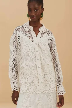 Swan Lake Guipure Shirt in Off-White