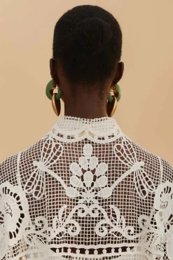 Swan Lake Guipure Shirt in Off-White