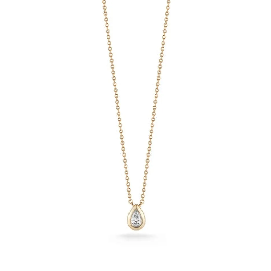Taylor Elaine Diamond Pear Necklace in Yellow Gold