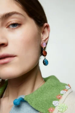 Textured 3 Drop Earrings