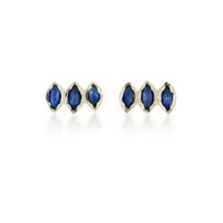 Triple Sapphire Marquise Stud Earrings