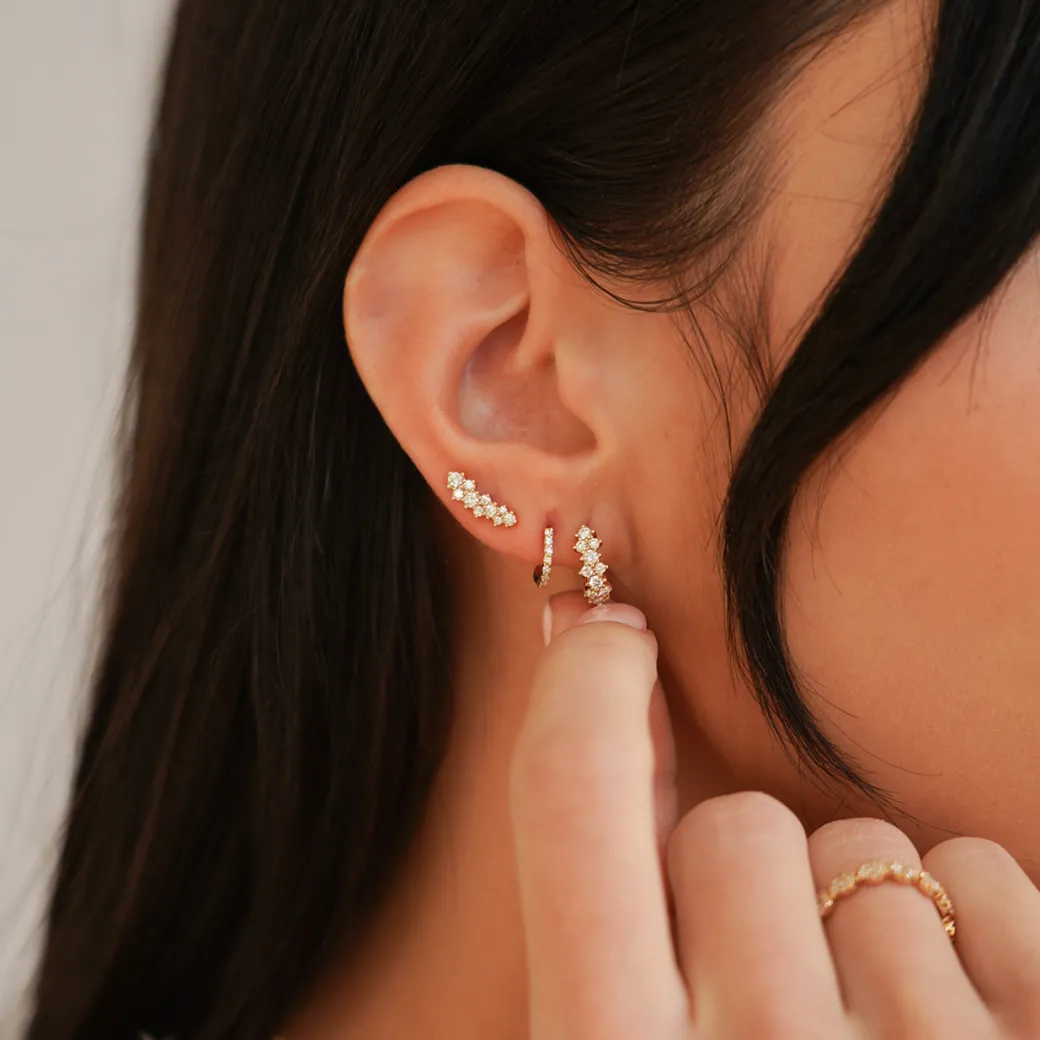 Vivian Lily Diamond Climber Earring in Yellow Gold