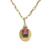 Watermelon Tourmaline Pendent Necklace in Yellow Gold
