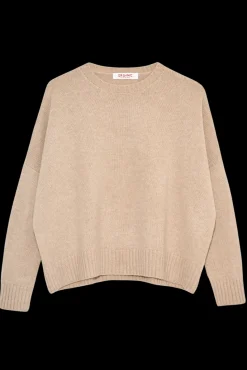 Wide Cashmere Pullover in Beige Melange