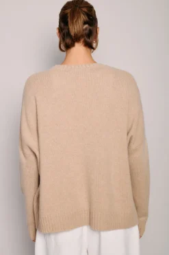 Wide Cashmere Pullover in Beige Melange